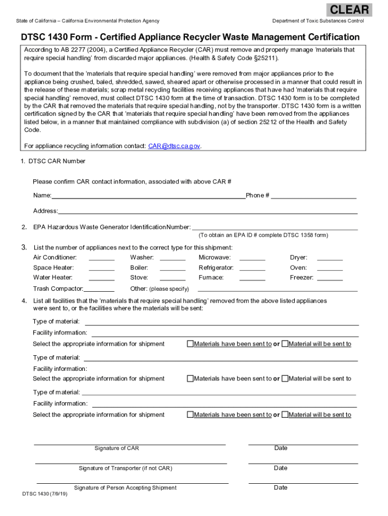 DTSC1430 SHORT DOCX  Form