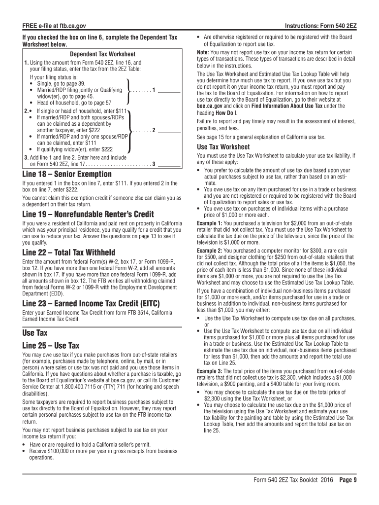  18 Printable Form 540 2ez Templates Fillable Samples in PDF, Word 2016