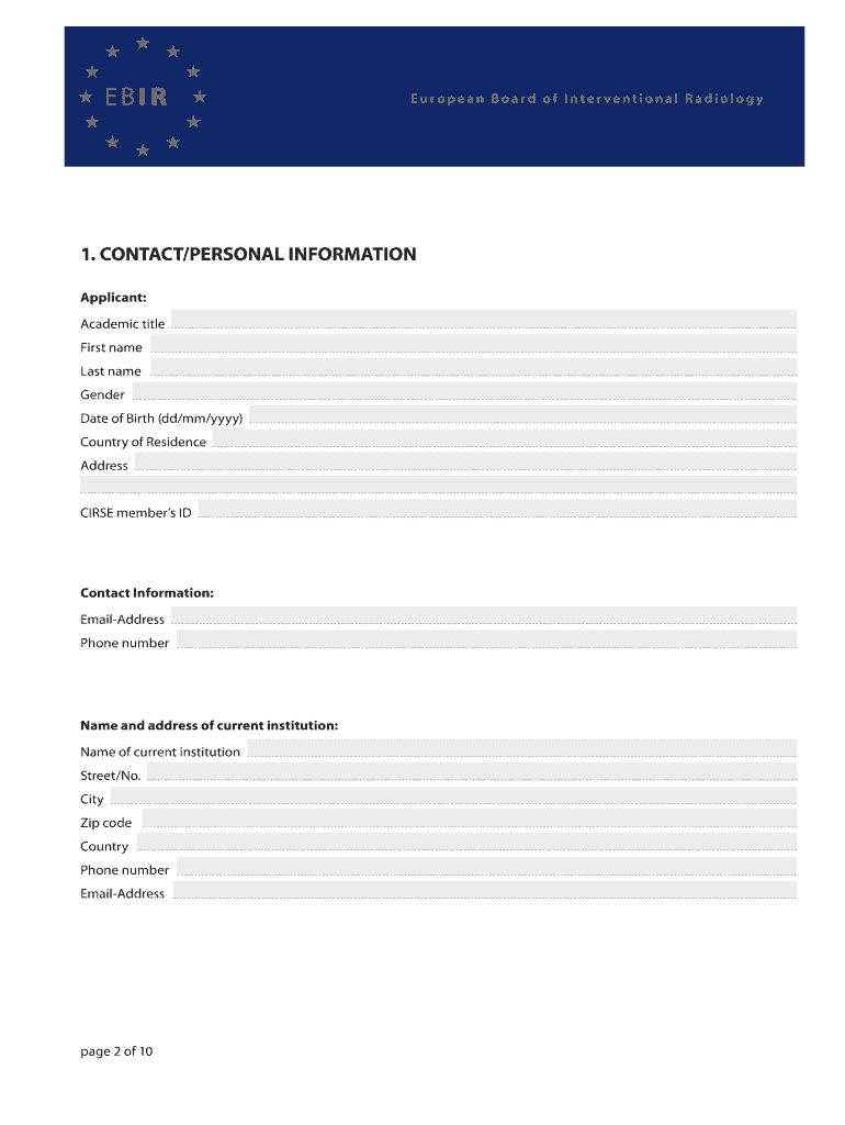 EBIR Application FormGeneral Information CIRSE