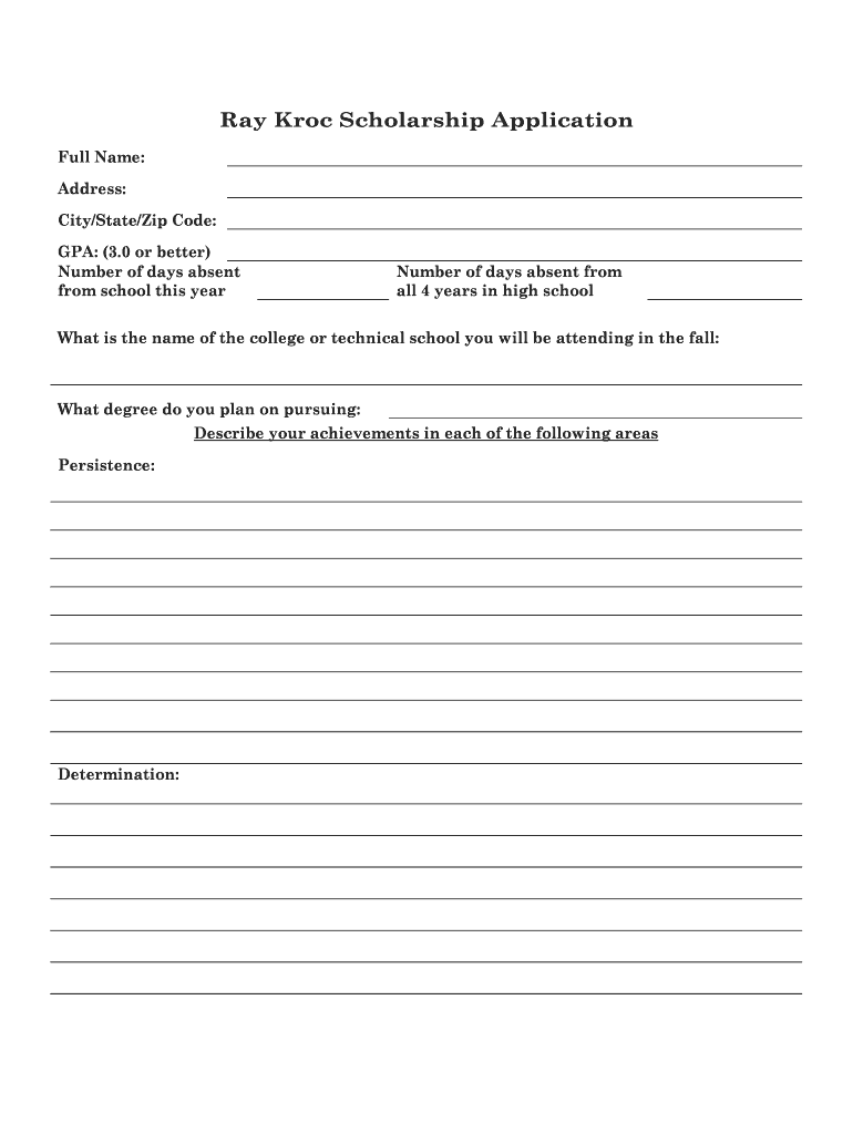 Kroc Program  Form