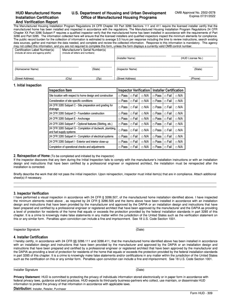 Hud 309 Form