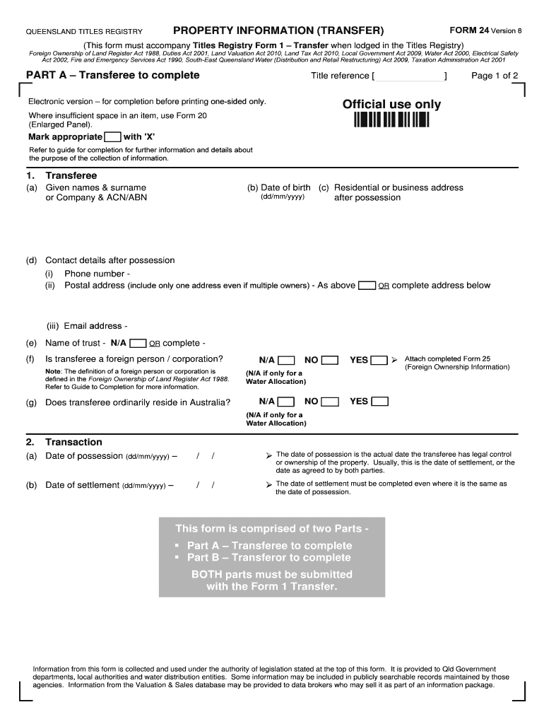  FORM 24 Version 8 2018-2024