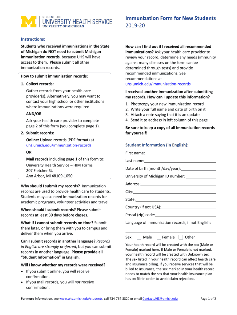  Immunization Form for New Students Health, Immunization, Vaccination , Records 2019