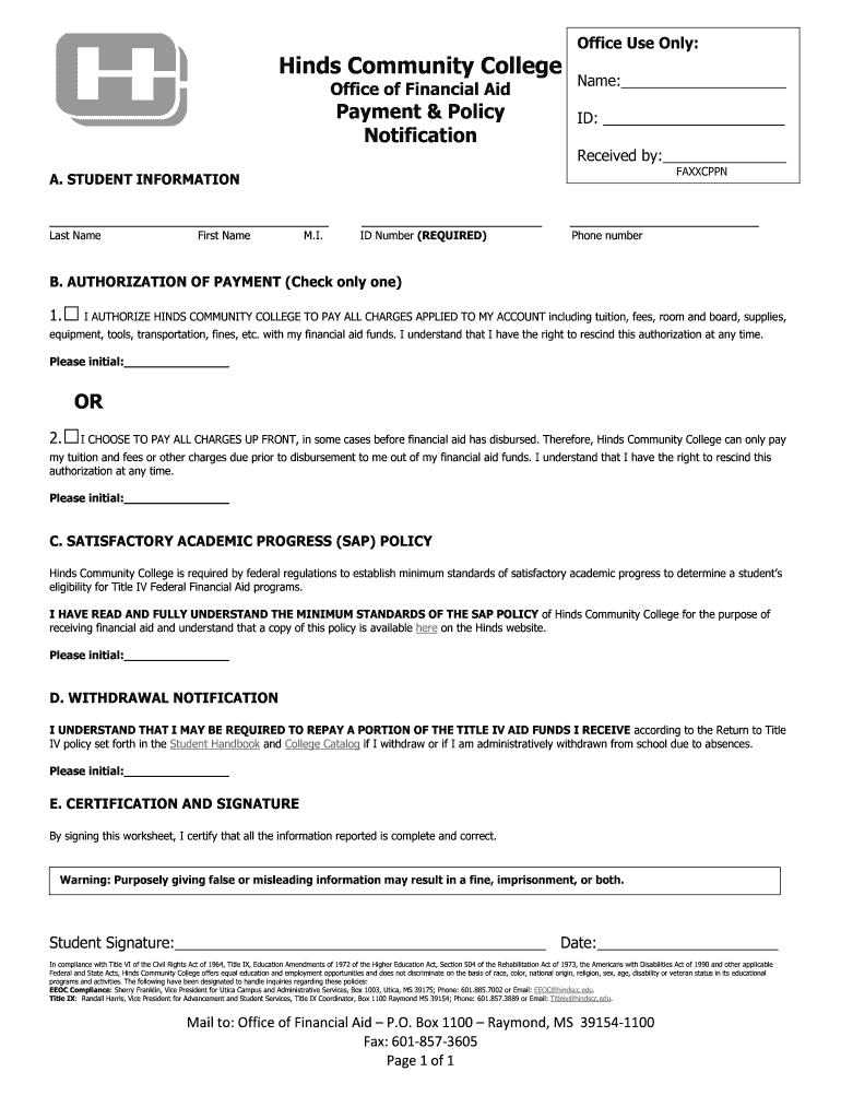 Hinds Payment  Form
