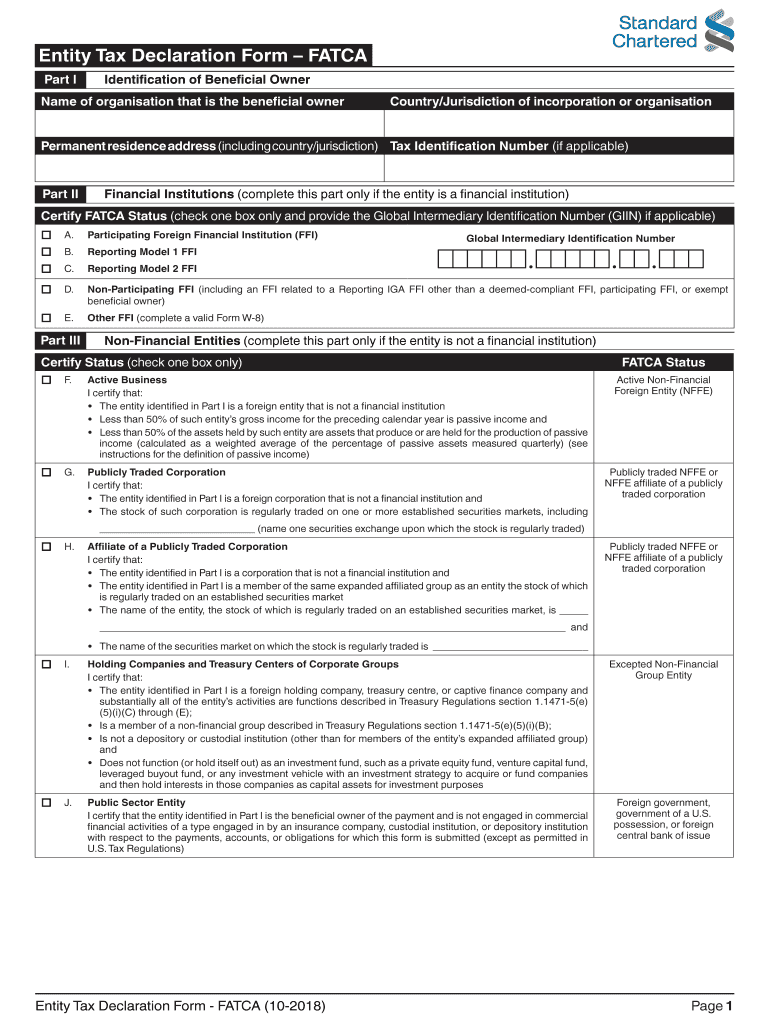 Tax Declaration Fatca  Form