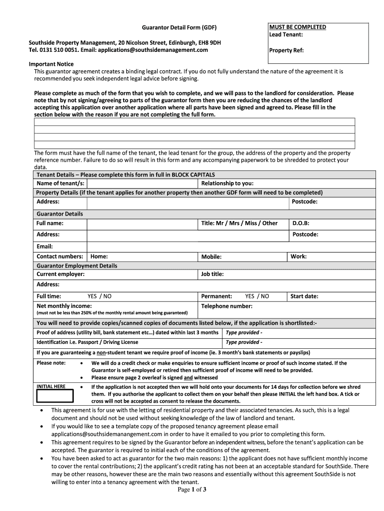 Southside Property  Form