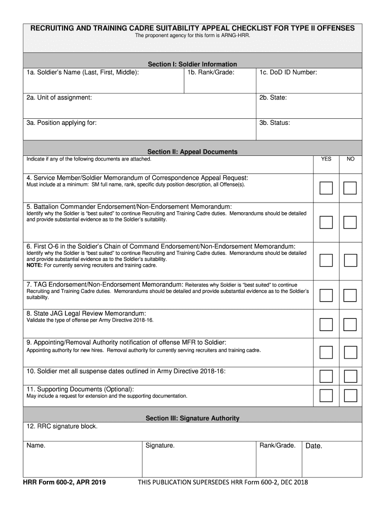 Hrr Form 600