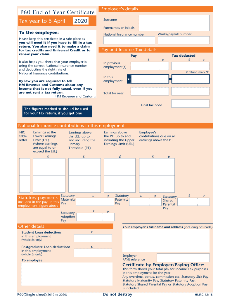  P60 Single Sheet to P60 Single Sheet to 2020-2024