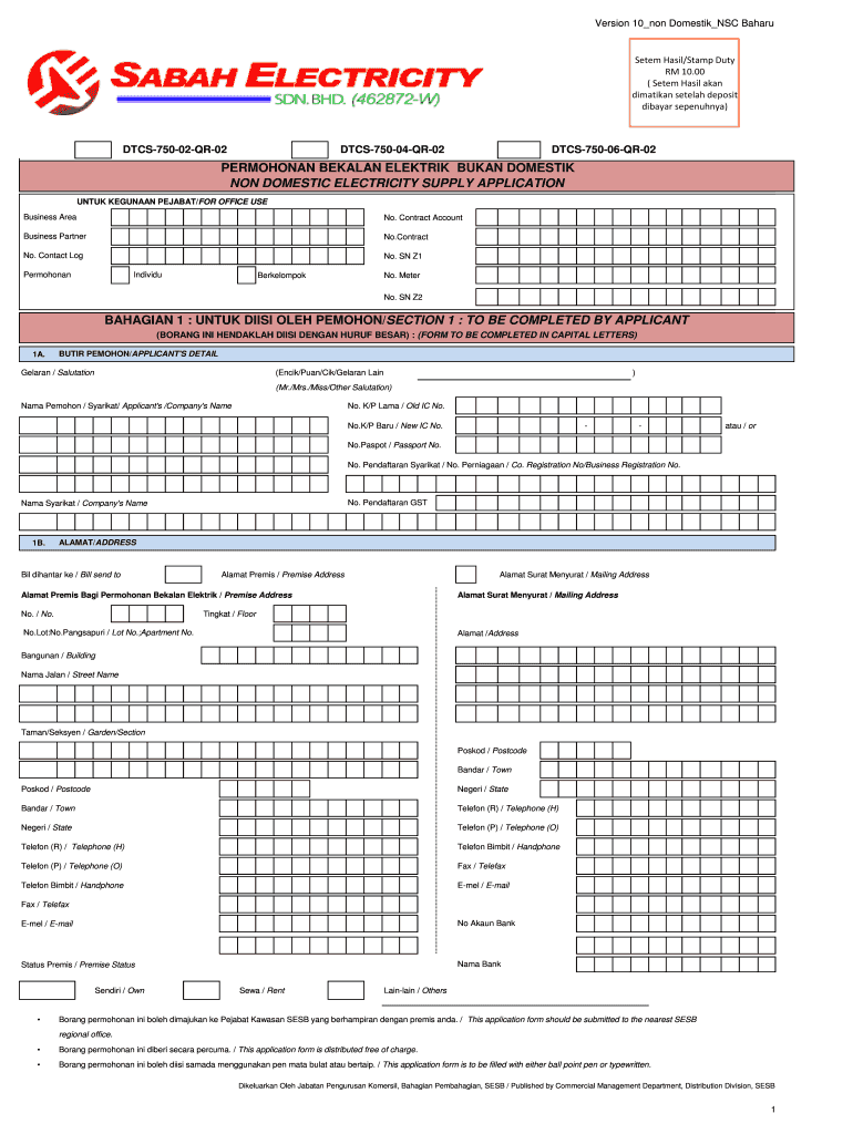 Version 10non DomestikNSC Baharu  Form