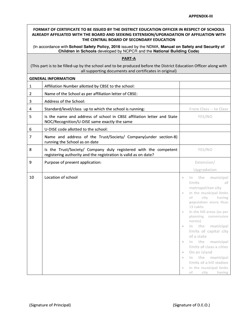 Format of Certificate to Be Issued by the District Education Officer