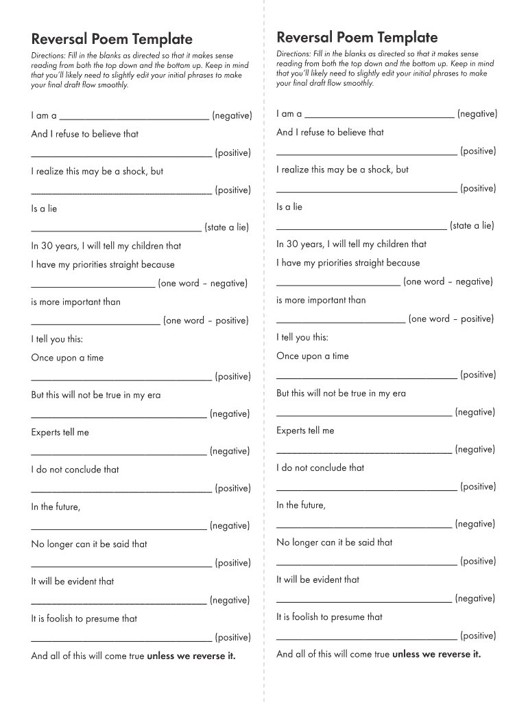 Reversal Poem Template  Form
