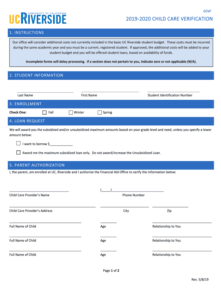  Ucr Printable Form 2020