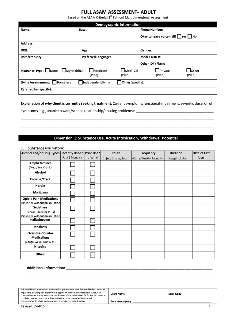 Printable Asam Assessment  Form