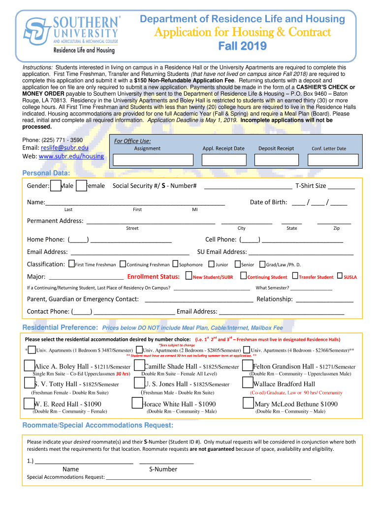 ApplicationResidential Life & HousingVirginia Commonwealth  Form