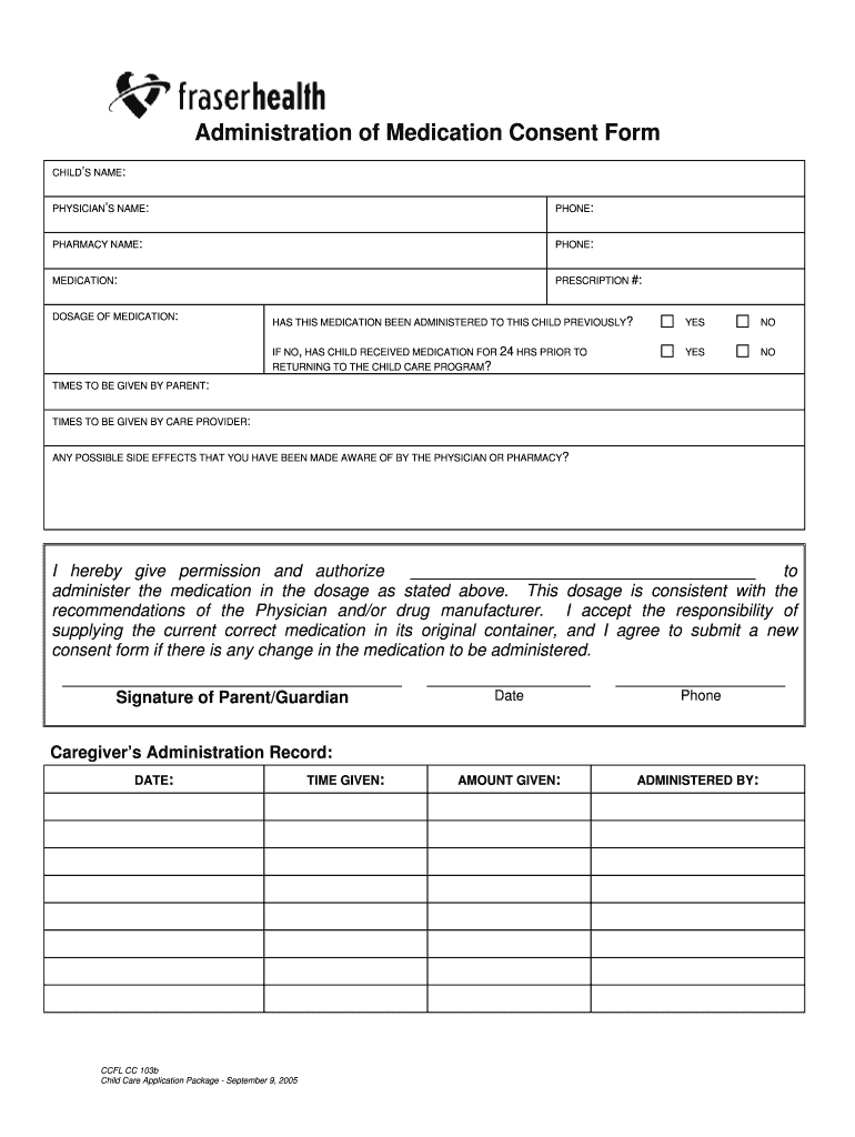 CCFL CC 103b Administration of Medication Consent Form