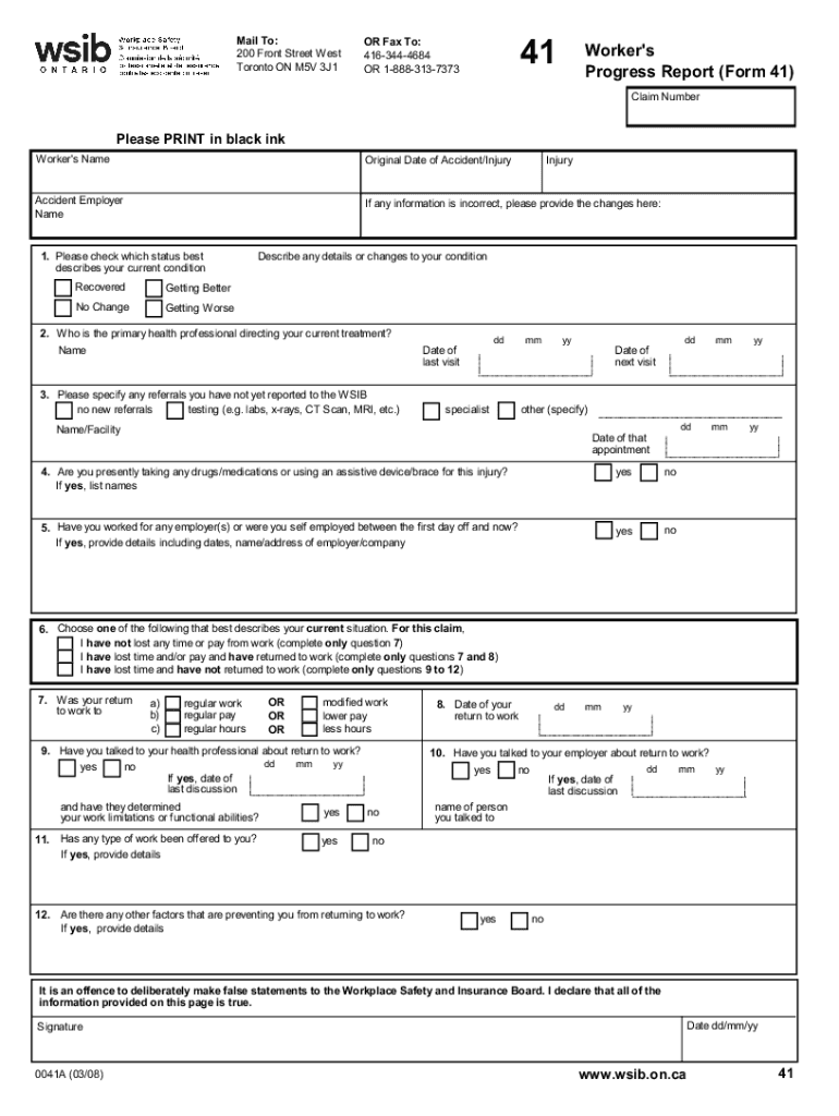 Wsib Form 41