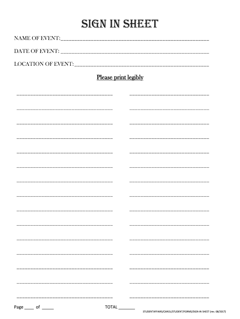 Blank Sign in Sheet  Form