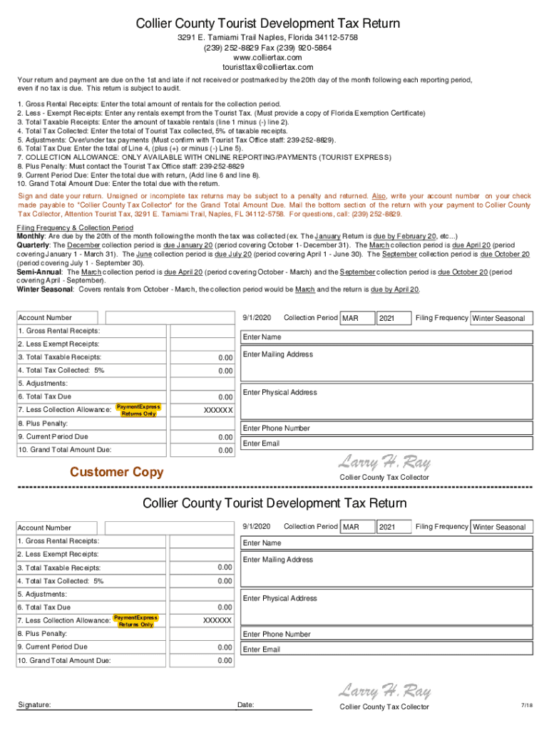  Florida Tourist Development Tax Form 2020