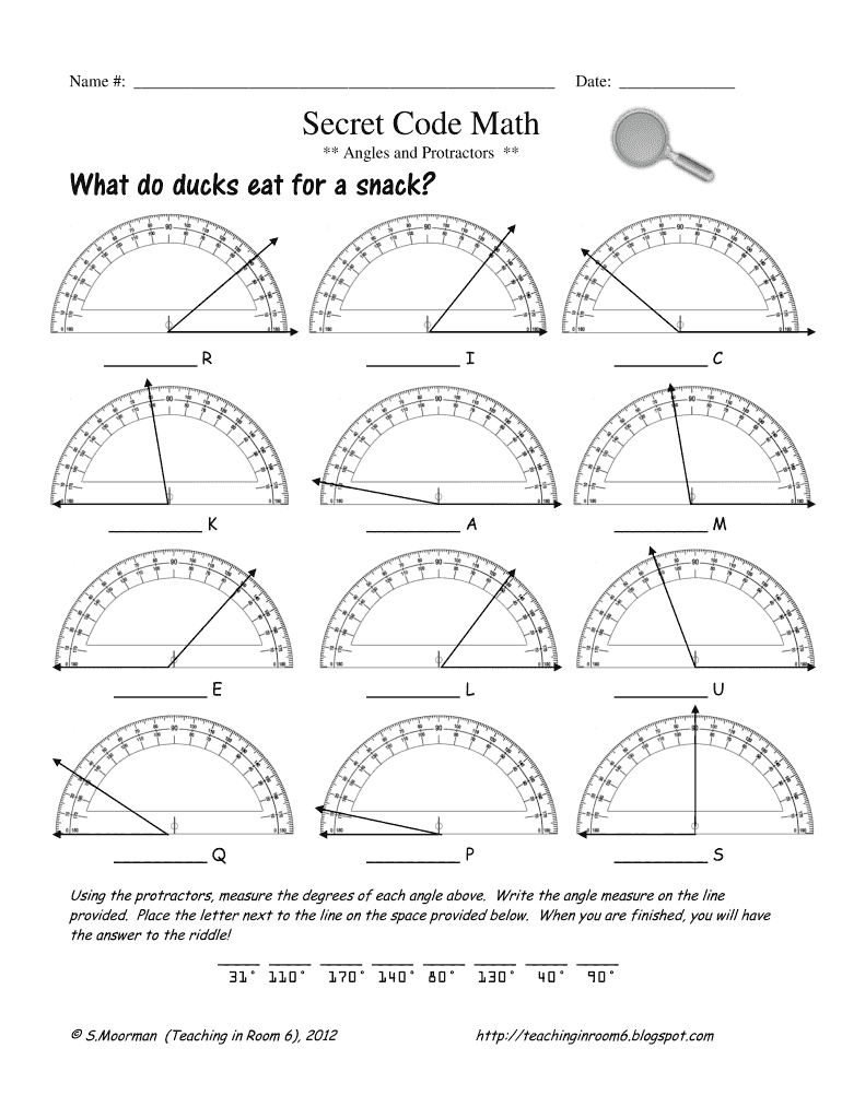 Secret Code Math What Do Ducks Eat for a Snack  Form