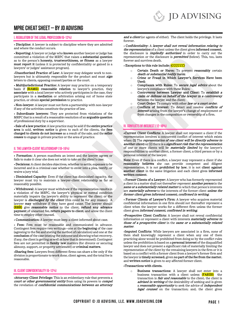 Mpre Cheat Sheet  Form