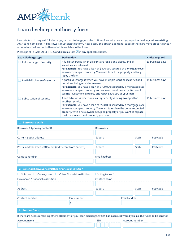 Loan Discharge Authority Form My Home Loan