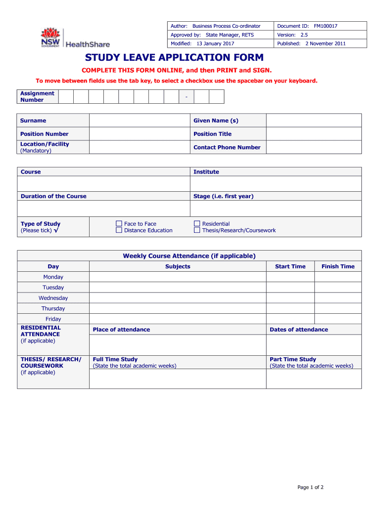 Nsw Health Leave Application Form