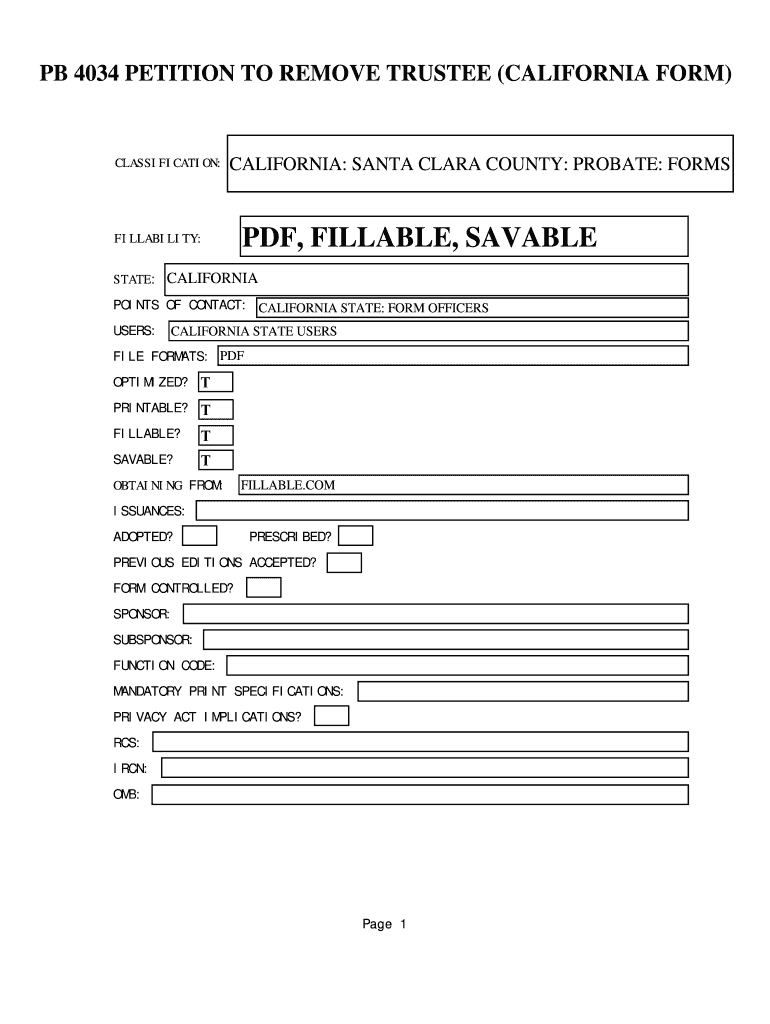 Petition to Remove Trustee California PDF  Form