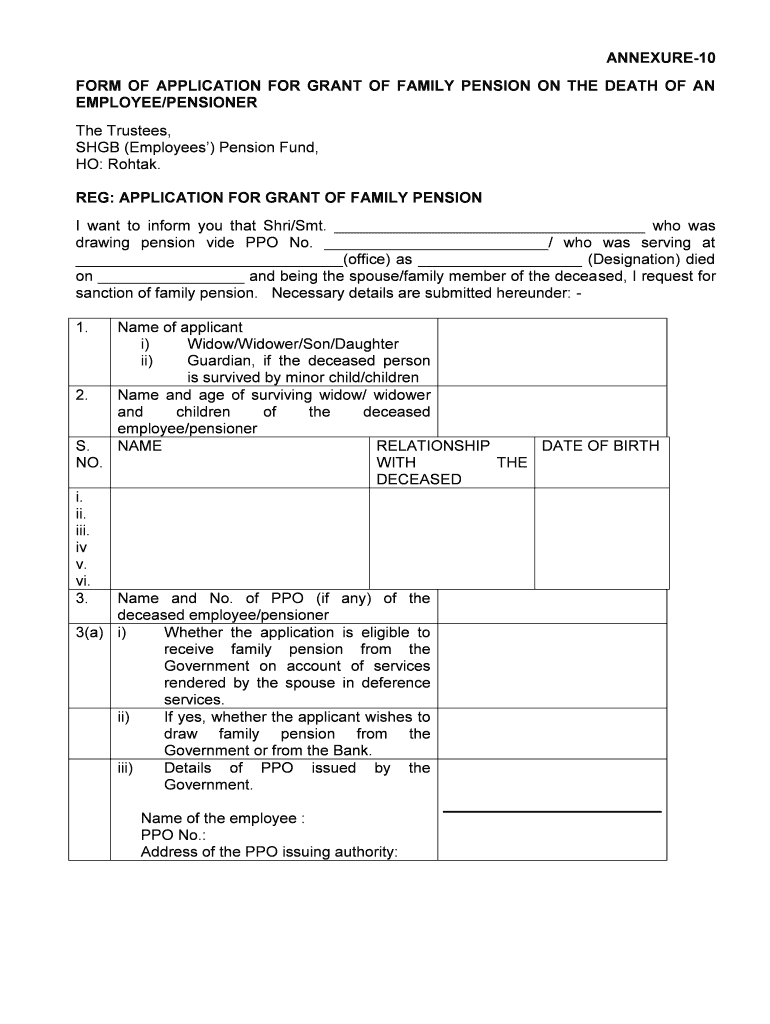 Canara Bank Family Pension Form