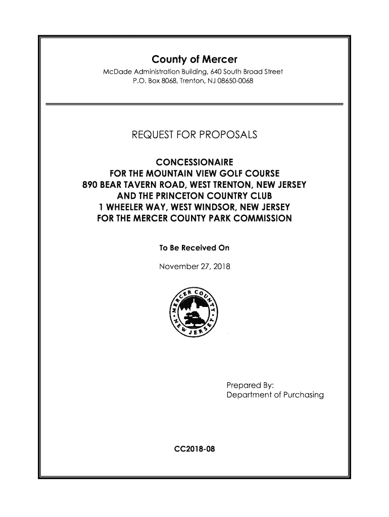 State Nj REQUEST for PROPOSAL for CONCESSIONAIRE  Form