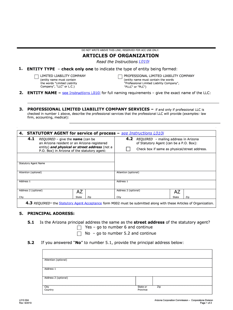 AZ L010 Fill Online, Printable, Fillable, Blank States Business Forms
