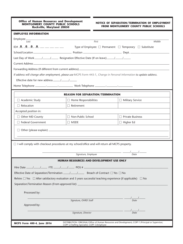  Mcps Termination 2016-2024