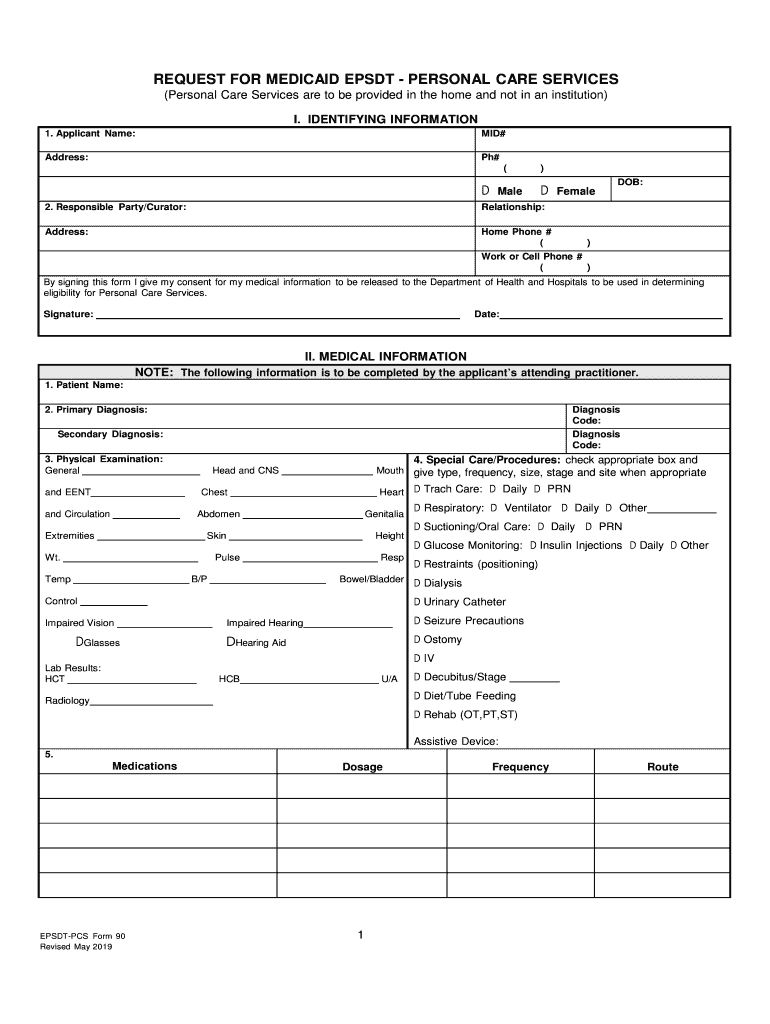  EPSDT PCS Form 90 Revised 11 1 10 2019-2024