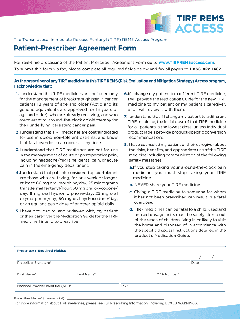 Patient Prescriber Agreement  Form