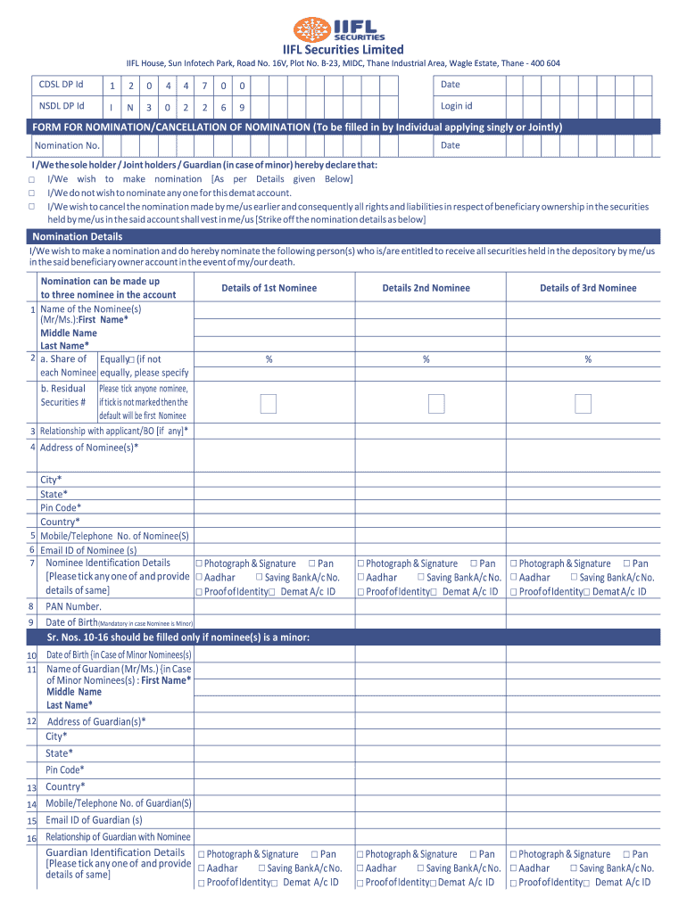 How to Add Nominee in Iifl Account Online  Form