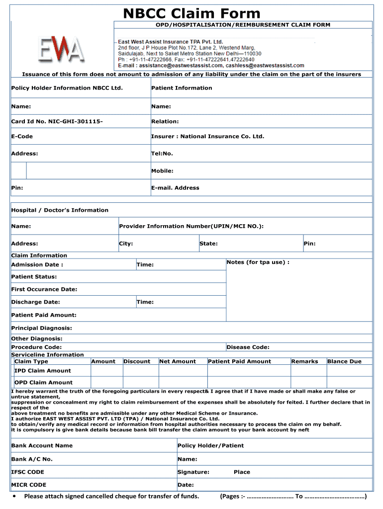  East West Tpa Claim Form PDF 2019-2024