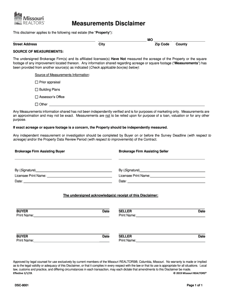 Measurement Disclaimer  Form