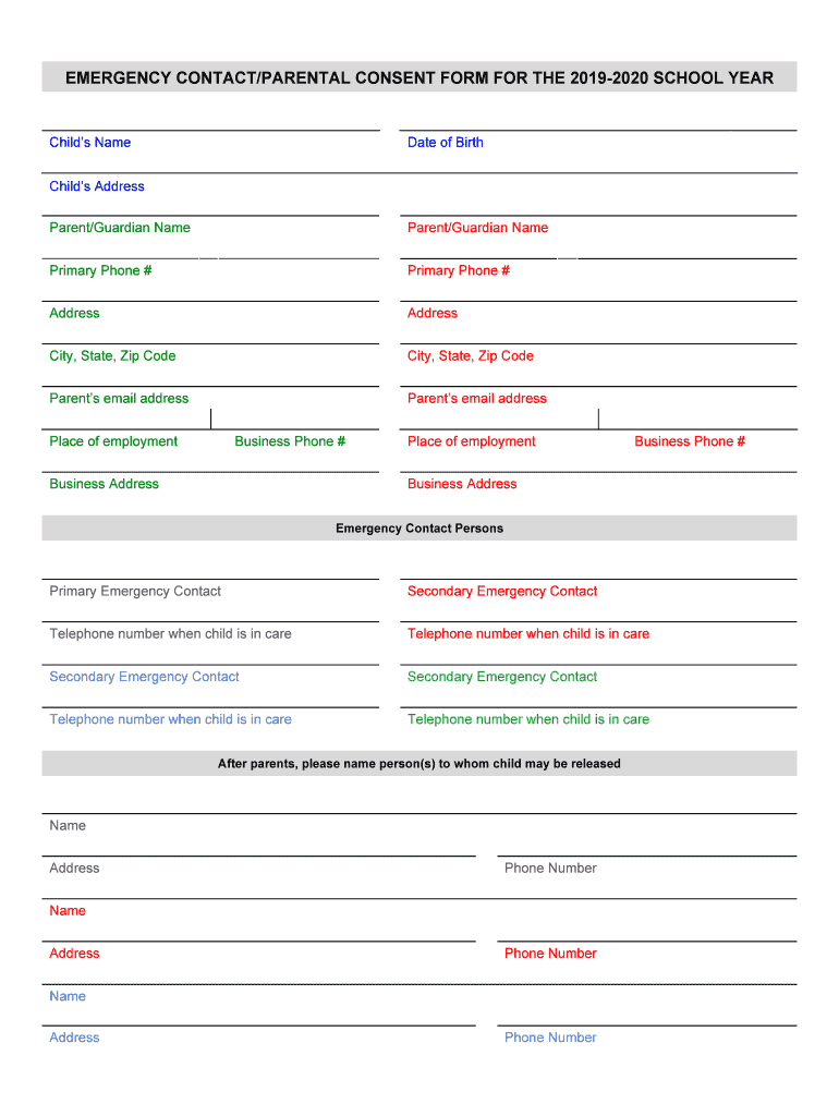  Emergency Contact Fillable Template DOCX 2019