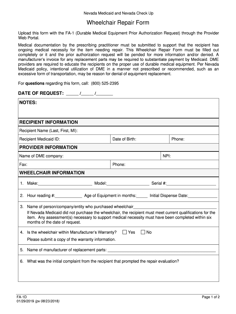  Wheelchair Repair Form 2019