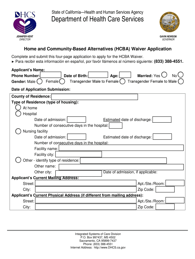 Home Community Based Alternatives  Form