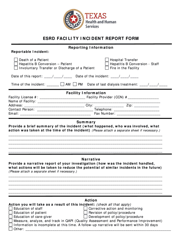 Fillable Online Incident Report Form with Instructions 5 4 18