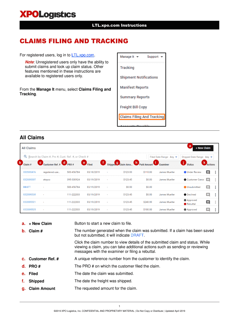 Xpo Claim Form PDF