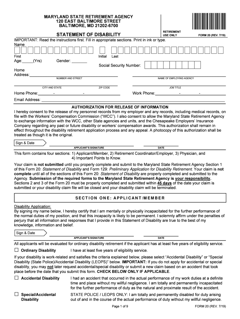 Form 9 Application for an Estimate of Service Retirement