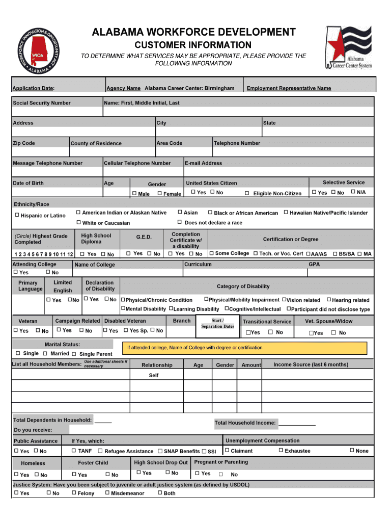 ALABAMA WORKFORCE DEVELOPMENT  Form