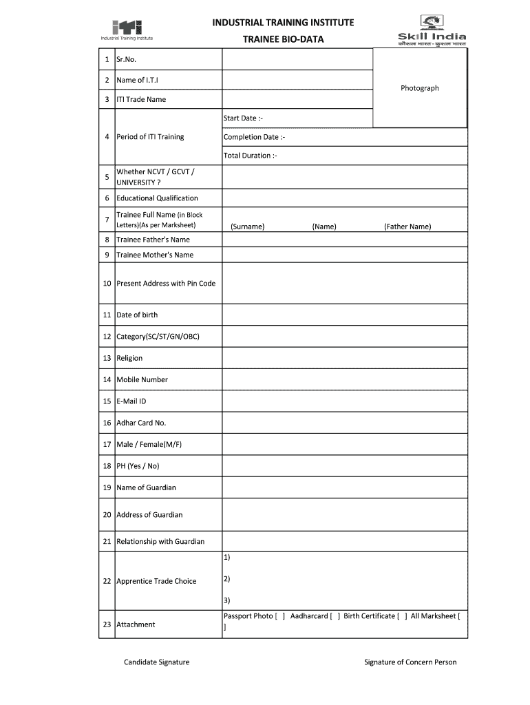 Trainee a Bio  Form