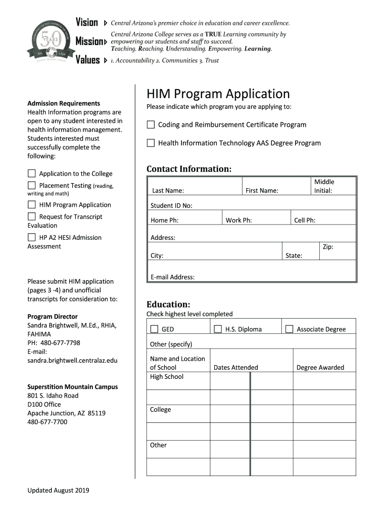 Health Information Management Program Application