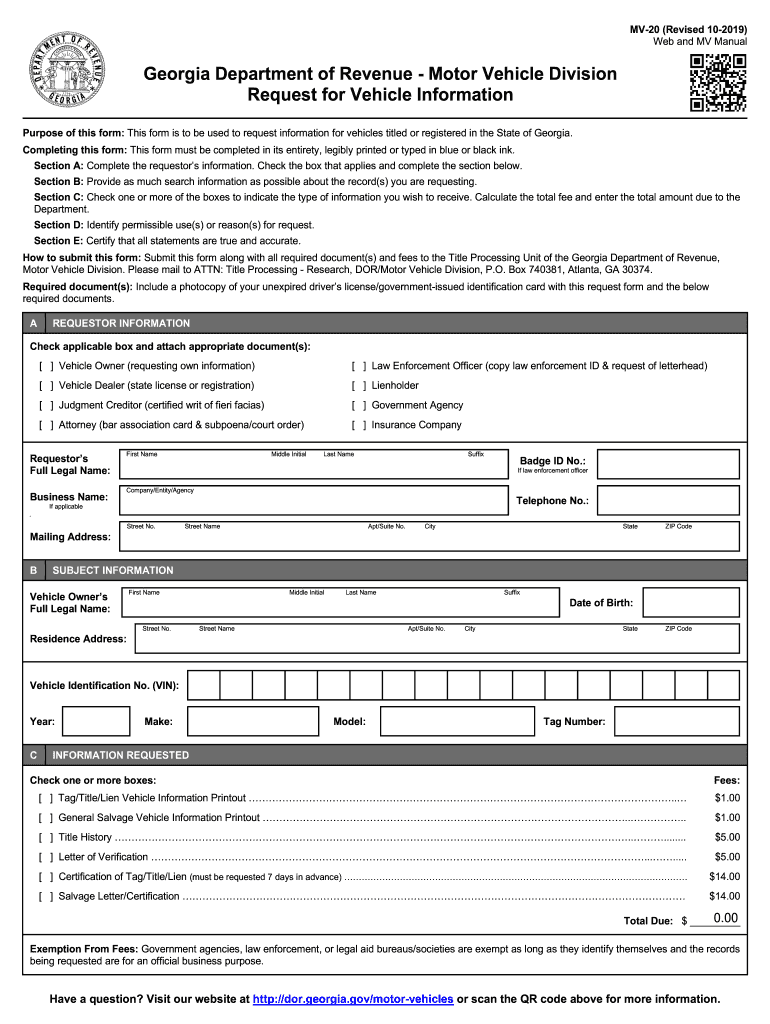 Get and Sign Mv20 Form 2019