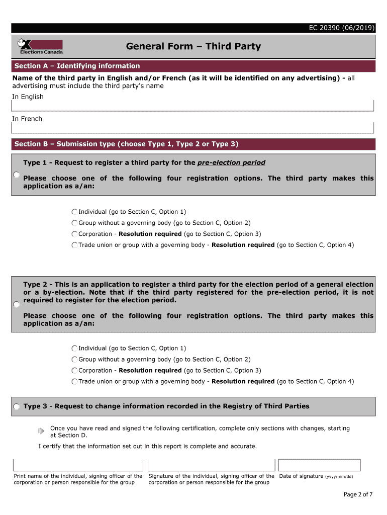 Canada Form Third Party