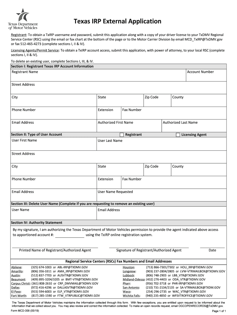 Texas Application  Form