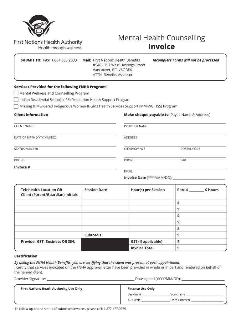Mental Health Counselling  Form