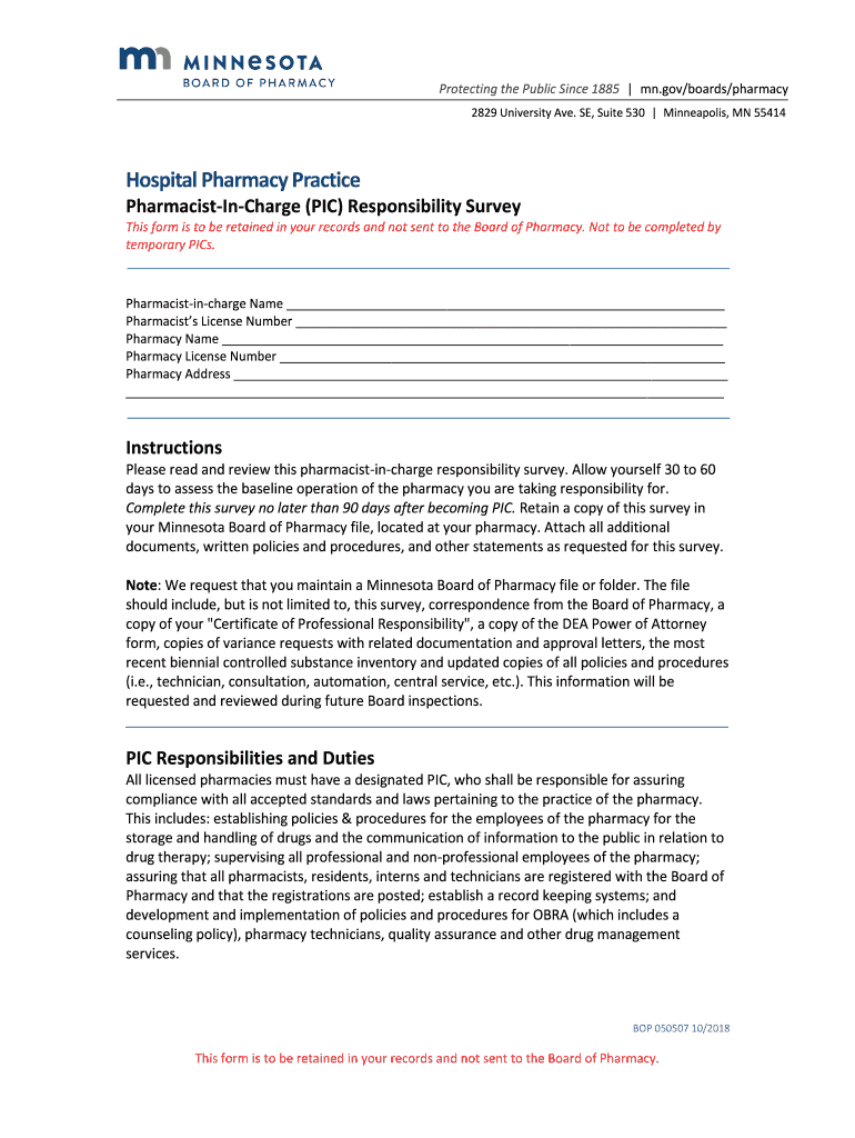 Hospital Pharmacy Practice Minnesota Gov  Form